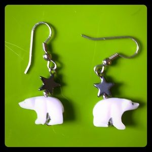 Polar bear star earrings
